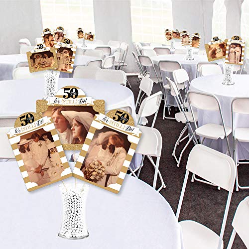 Big Dot of Happiness We Still Do - 50th Wedding Anniversary - Anniversary Party Picture Centerpiece Sticks - Photo Table Toppers - 15 Pieces