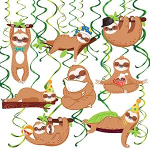 15pcs sloth party hanging swirls decorations sloth theme ceiling streamer for birthday party supplies baby shower favor spiral ornaments