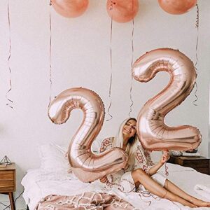 Juland Rose Gold Number Balloons Large Foil Mylar Balloons 40 Inch Giant Jumbo Number Balloons XXL for Birthday Party Decorations – 22