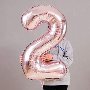 Juland Rose Gold Number Balloons Large Foil Mylar Balloons 40 Inch Giant Jumbo Number Balloons XXL for Birthday Party Decorations – 22