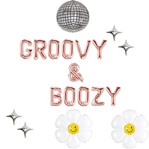 groovy & boozy balloon banner for dazed and engaged bachelorette party 60s 70s retro bachelotette birthday party decorations