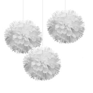 12″ white tissue pom poms diy hanging paper flowers for party decorations, 12 pcs