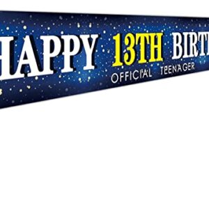 Large Blue Happy 13th Birthday Banner Huge Official Teenager Sign 13th Bday Party Sign for Yard Garden 13th Blue Birthday Party Decoration 13th Birthday Party Photo Backdrop Outdoor (9.8 x 1.6 feet)