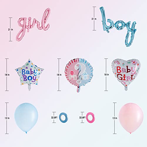 Gender Reveal Decorations - Inclusive White Baby Boxes with Letters, "boy girl" Foil Balloon,Fringe Curtain for Gender Reveal Party Supplies