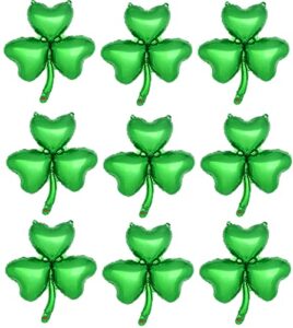 10 pack shamrock balloons golden clover balloons fits st. patrick’s day irish festival decorations