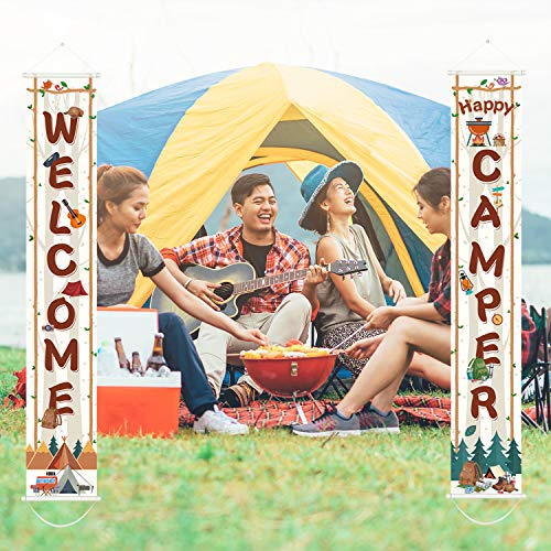 Camping Party Decorations Camping Party Banner Camping Sign Welcome Banner for Camping Themed Birthday Party Baby Shower Decorations