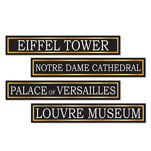 Beistle French Street Signs Cutouts, 4 by 24-Inch, Multicolored