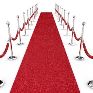 shihanee sequin aisle runner for weddings 2 x 15 ft glitter wedding rug runner with carpet tape sparkly wedding outdoor floor runner floor carpet runner for prom ceremony event party decoration (red)