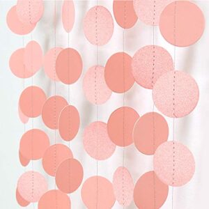 cheerland circle dots garland for wedding party decorations winter wonderland hanging circle streamers dot backdrop backdrop banner decor for bday birthday baby shower bachelorette (pink)