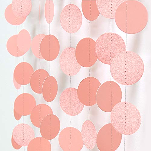 Cheerland Circle Dots Garland for Wedding Party Decorations Winter Wonderland Hanging Circle Streamers Dot Backdrop Backdrop Banner Decor for Bday Birthday Baby Shower Bachelorette (Pink)