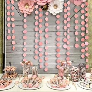 Cheerland Circle Dots Garland for Wedding Party Decorations Winter Wonderland Hanging Circle Streamers Dot Backdrop Backdrop Banner Decor for Bday Birthday Baby Shower Bachelorette (Pink)