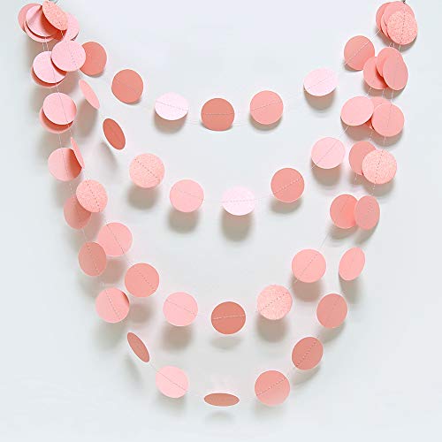 Cheerland Circle Dots Garland for Wedding Party Decorations Winter Wonderland Hanging Circle Streamers Dot Backdrop Backdrop Banner Decor for Bday Birthday Baby Shower Bachelorette (Pink)