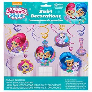 amscan Shimmer and Shine Foil Swirl Decorations | Shimmer and Shine Collections - 12pcs, Multicolor | Party Accessory (671653)