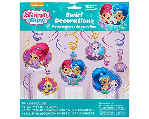 amscan Shimmer and Shine Foil Swirl Decorations | Shimmer and Shine Collections - 12pcs, Multicolor | Party Accessory (671653)