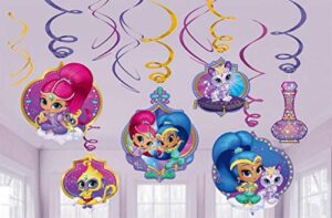 amscan shimmer and shine foil swirl decorations | shimmer and shine collections – 12pcs, multicolor | party accessory (671653)