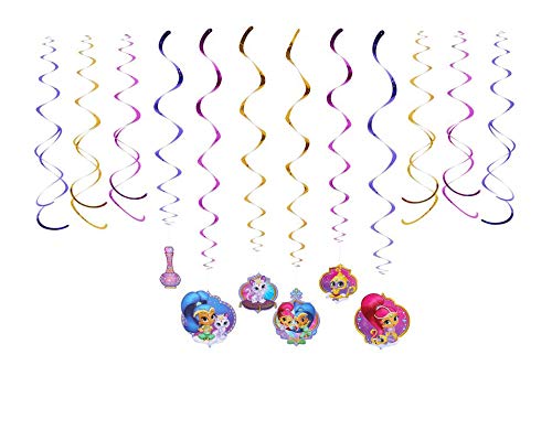 amscan Shimmer and Shine Foil Swirl Decorations | Shimmer and Shine Collections - 12pcs, Multicolor | Party Accessory (671653)