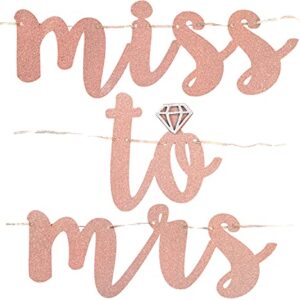 Miss to Mrs, Let's Party Bitches Banner Set. Bachelorette, Engagement or Wedding Party Decorations. 2 Sparkly Banners with Super Fun Diamond Ring and Circle Confetti (Rose Gold)