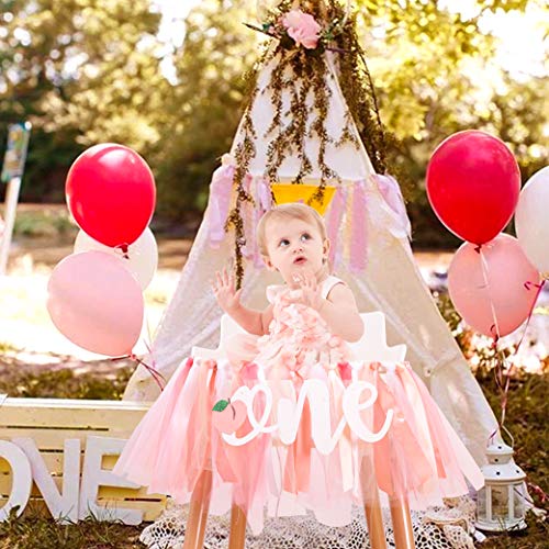 Peach Theme First Birthday Banner - First Birthday High Chair Banner, Sweet Peach Tutu, One Sweet Peach Birthday Decorations, Crush Cake Photo Props Background