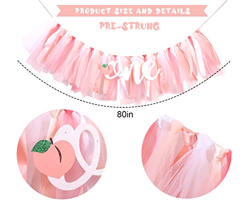 Peach Theme First Birthday Banner - First Birthday High Chair Banner, Sweet Peach Tutu, One Sweet Peach Birthday Decorations, Crush Cake Photo Props Background