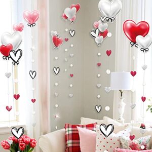 7 pcs Love Heart Garlands for Valentine’s Day Decorations Hanging Red White Pink Heart Streamer Banner Backdrop for Anniversary Wedding Bridal Baby Shower Happy Mother’s Day Party Supplies