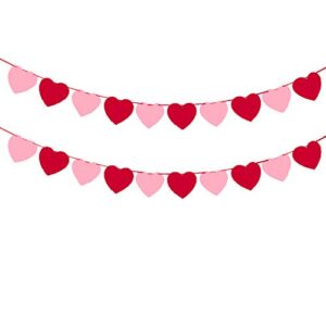 felt heart banner valentines day garland for wedding anniversary birthday home party decorations pack of 2 by baryuefull