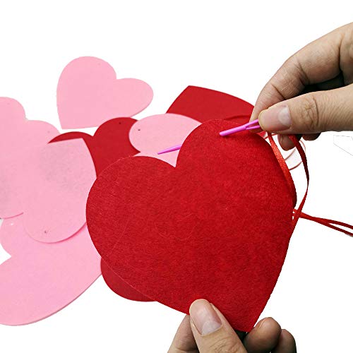 Felt Heart Banner Valentines Day Garland for Wedding Anniversary Birthday Home Party Decorations Pack of 2 by Baryuefull