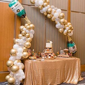 Champagne Balloon Garland Arch Kit, Gold Silver Clear Balloons for Birthday Wedding Baby Shower Bachelorette Anniversary Party Decorations, Happy New Year Years Decorations 2023