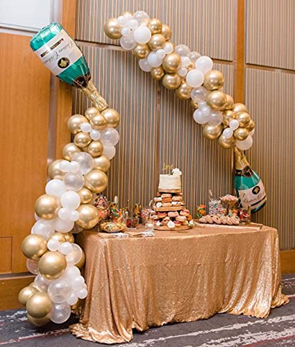 Champagne Balloon Garland Arch Kit, Gold Silver Clear Balloons for Birthday Wedding Baby Shower Bachelorette Anniversary Party Decorations, Happy New Year Years Decorations 2023