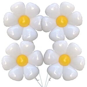 45″ daisy balloons party decorations party decor large white helium huge daisy flower birthday floral decoration foil mylar balloons 4pcs