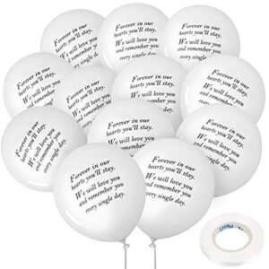gejoy 50 pieces memorial balloons remembrance balloons white funeral balloons and 3 pieces balloon ribbon for balloon release, funeral decoration
