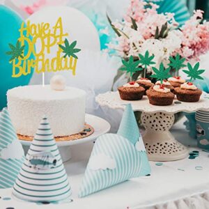 3 Pieces Pot Leaves Birthday Banners Weed Leaves Birthday Decorations, 13 Pieces Pot Leaf Cake Toppers, 12 Pieces Hanging Swirls and 24 Pieces Balloons for Baby Shower Birthday Party Decoration