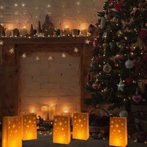 Stmarry White Paper Luminary Bags - 50-Pack Candle Lantern Bags, Fire-Retardant, Star Luminaries for Christmas, Weddings, Birthday Party Valentine's Day Decoration, 5.9 x 10 x 3.5 Inches