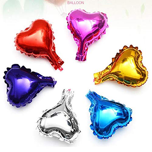 Yalulu Pack of 50 Mini 5 Inch Heart Shaped Balloon Foil Balloon Mylar Balloon Cake Topper Balloon Cake Decorations for Birthday Baby Shower Wedding Party (Red)