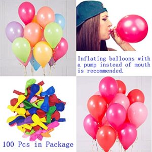 Balloons with Pump Hand Held 100PCS Assorted Colors Premium Latex Balloon Vibrant Colorful for Birthday Party Wedding Christmas Holidays Graduation Shower Decorations Accessory.Helium Or Air Use.