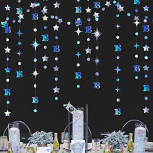 iridescent 18th birthday decorations number 18 circle dot twinkle star garland kit metallic hanging streamer bunting banner backdrop for girls happy 18 year old eighteen anniversary party supplies