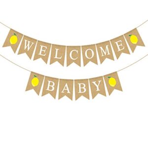 jute burlap welcome baby banner lemon themed baby shower diaper party decoration supply