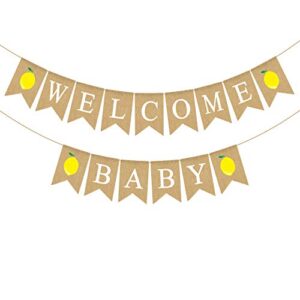 Jute Burlap Welcome Baby Banner Lemon Themed Baby Shower Diaper Party Decoration Supply