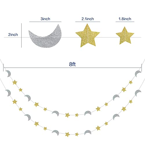 Gold Silver Twinkle Twinkle Little Star Birthday /Baby Shower Decorations Moon and Star Garland Decorations Outer Space Birthday Party Decorations Honey Moon Wedding Engagement