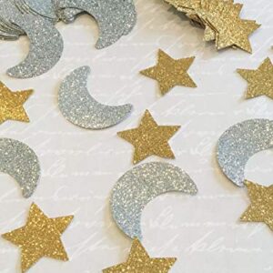 Gold Silver Twinkle Twinkle Little Star Birthday /Baby Shower Decorations Moon and Star Garland Decorations Outer Space Birthday Party Decorations Honey Moon Wedding Engagement