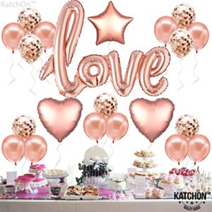 Huge, Rose Gold Love Balloon Set - 36 Inch, Pack of 21 | Rose Gold Valentine Decorations | Love Balloons, Heart Balloons for Valentines Day Decor | Valentines Balloons for Anniversary, Bridal Shower