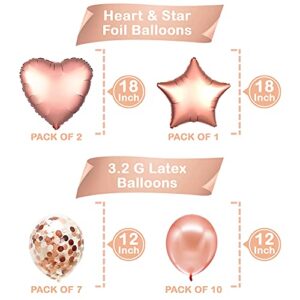 Huge, Rose Gold Love Balloon Set - 36 Inch, Pack of 21 | Rose Gold Valentine Decorations | Love Balloons, Heart Balloons for Valentines Day Decor | Valentines Balloons for Anniversary, Bridal Shower