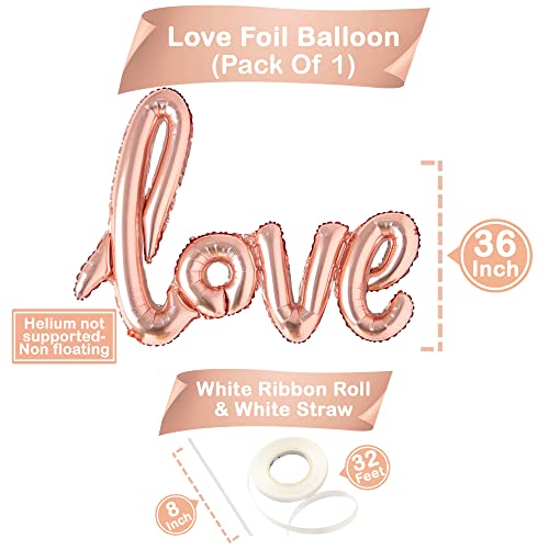 Huge, Rose Gold Love Balloon Set - 36 Inch, Pack of 21 | Rose Gold Valentine Decorations | Love Balloons, Heart Balloons for Valentines Day Decor | Valentines Balloons for Anniversary, Bridal Shower