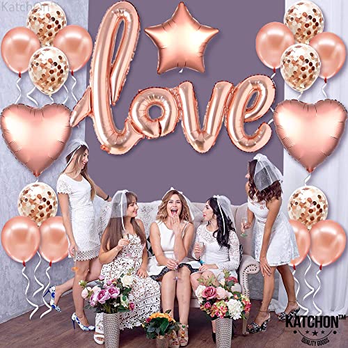 Huge, Rose Gold Love Balloon Set - 36 Inch, Pack of 21 | Rose Gold Valentine Decorations | Love Balloons, Heart Balloons for Valentines Day Decor | Valentines Balloons for Anniversary, Bridal Shower