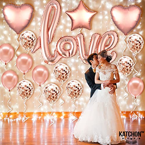 Huge, Rose Gold Love Balloon Set - 36 Inch, Pack of 21 | Rose Gold Valentine Decorations | Love Balloons, Heart Balloons for Valentines Day Decor | Valentines Balloons for Anniversary, Bridal Shower