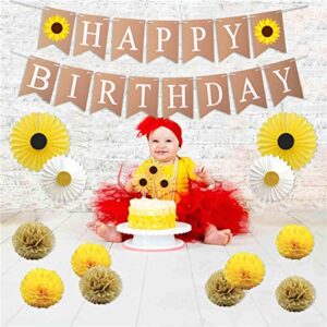 Sunflower Happy Birthday Banner Sunflower Theme Party Decorations for Baby Shower Kids Birthday Party