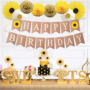 Sunflower Happy Birthday Banner Sunflower Theme Party Decorations for Baby Shower Kids Birthday Party