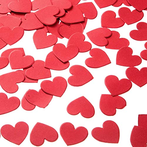 MOWO Hot Red Heart Paper Confetti Wedding Birthday Party Favors Love Theme Table Scatter Decorations, 1.2 inch, 200pc