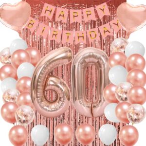 60 birthday decorations for women 60th birthday decor rose gold 60th birthday decorations party supplies for women 60 balloon numbers happy 60th birthday banner
