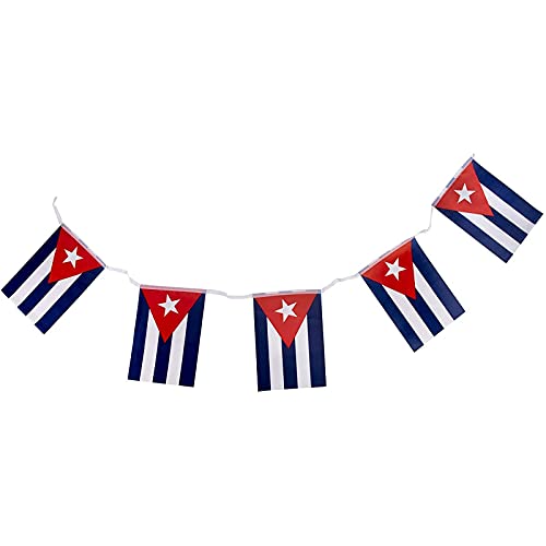 Juvale Cuban String Flags - 100-Piece Pennant Banner Hanging Decoration, Cuba Flag Garland for Indoor Outdoor Display, 5.75 x 8 Inches, 82 Feet Total Length