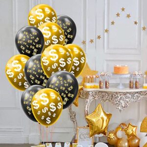 20pcs Money Dollar Currency Symbol Signs Latex Balloons Dollar Bill Party Balloons for Money Theme Party Birthday Las Vegas Casino Party Wedding Bachelorette Retirement Anniversary Graduation